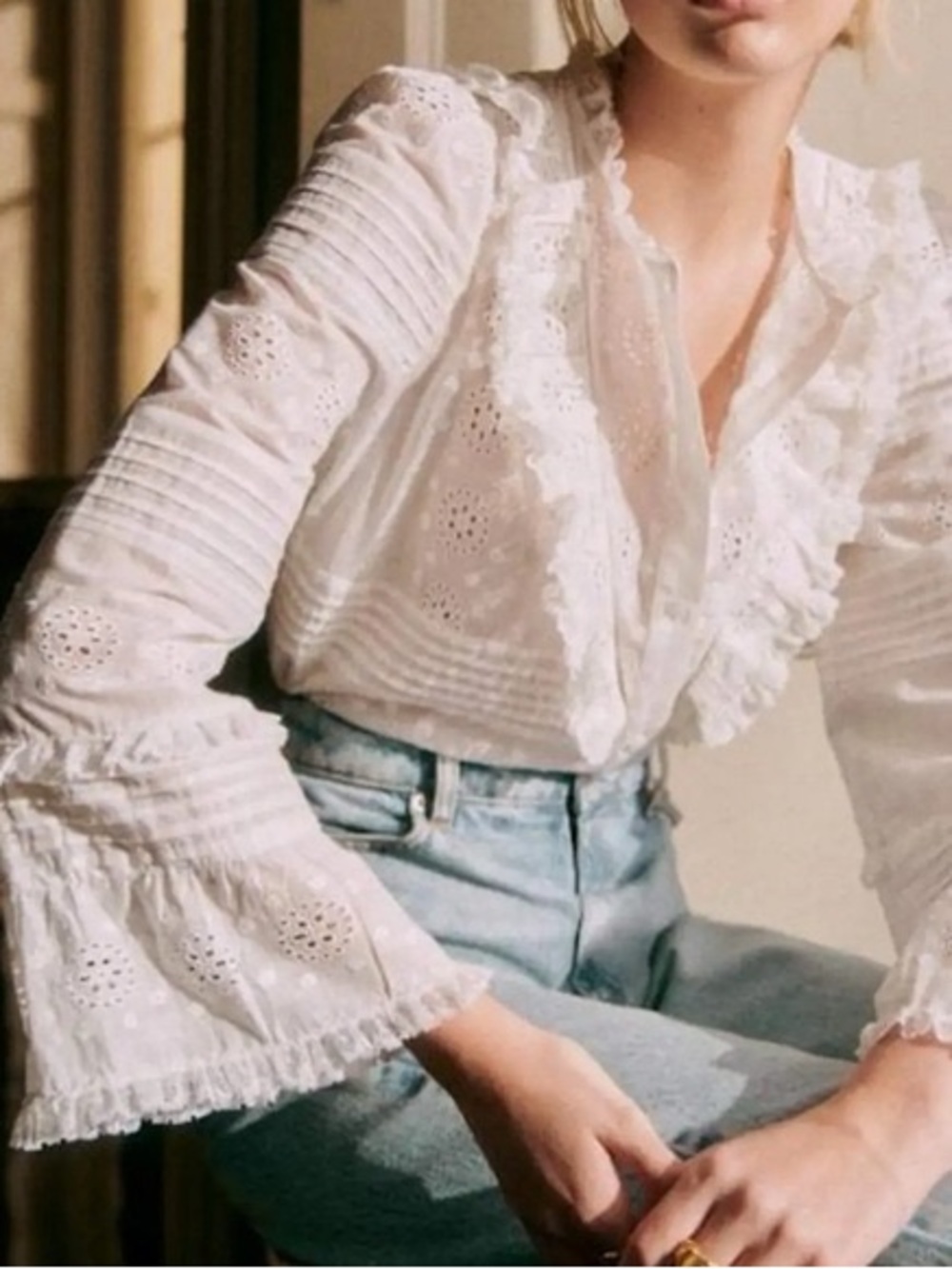 Sezane Nele Blouse Ecru Size 40